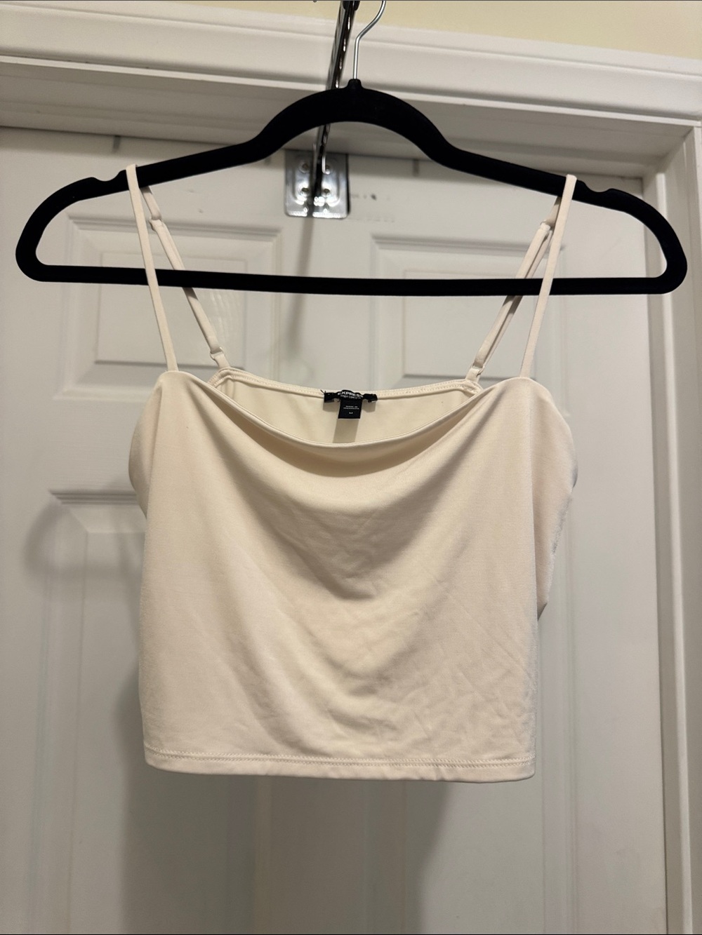 Express Cream Cowl Neck Cropped Camisole